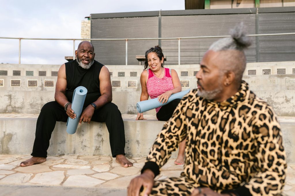 Senior Group Sitting After Exercise